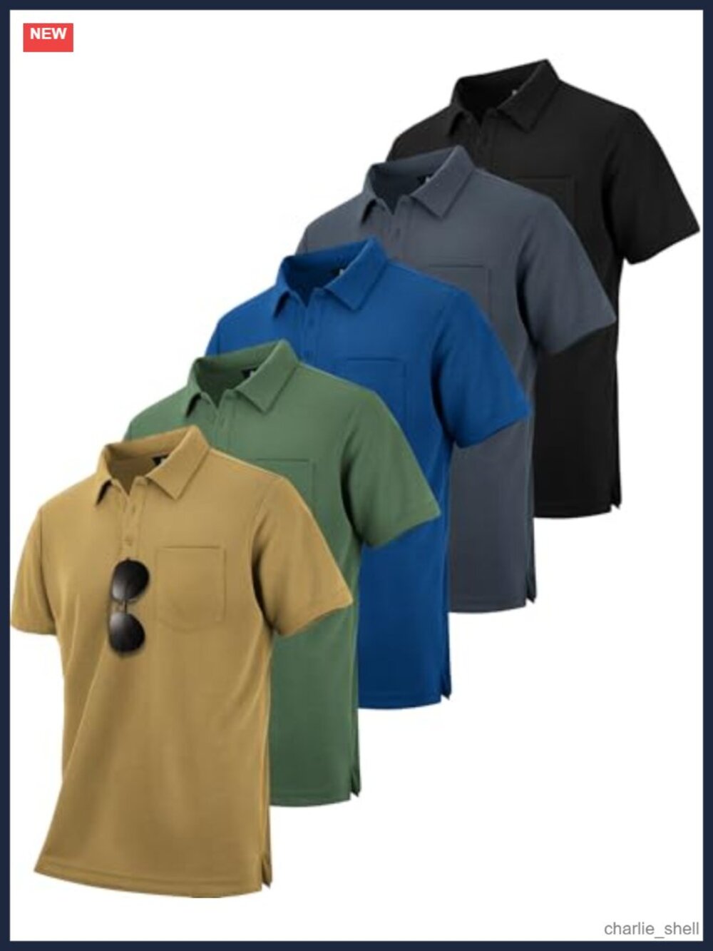 Men's 5 Pack Polo Shirts with Pocket Dry Quickly Short Sleeve Collared Work